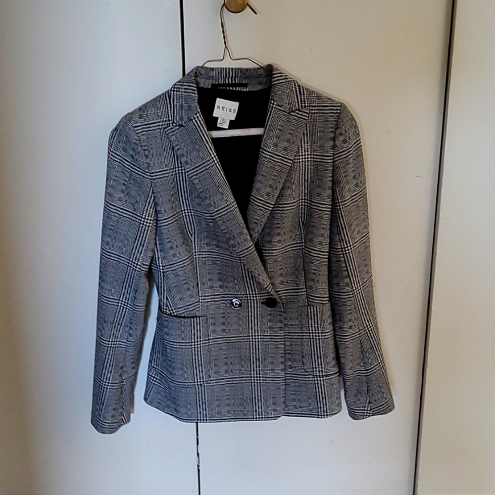 Reiss black and white blazer size ,0